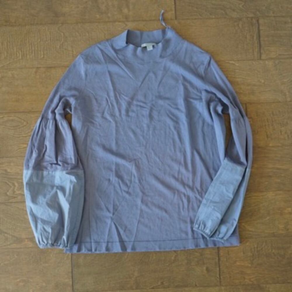 COS Long Sleeve Pullover Mock Neck Top Blue Womens Size Small